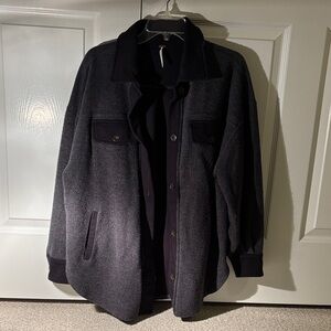 Free People Charcoal and Black “Ruby” Oversized Shirt Jacket Wmns Size XS